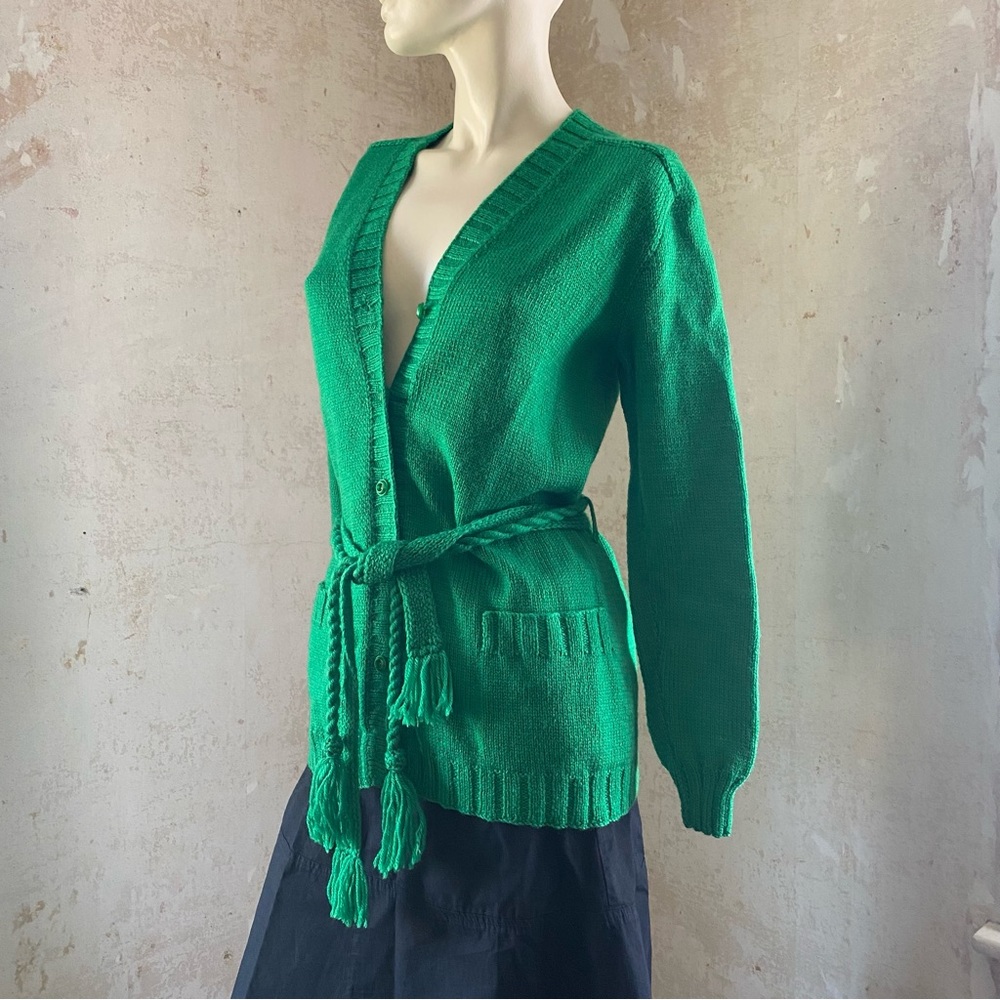 Vintage Green Knit Cardigan Sweater